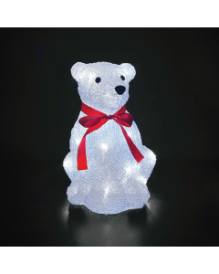 ACRYLIC SITTING BEAR 30 LED ΛΕΥΚΑ IP44 22,5*22*30cm  30cm ΚΑΛ. ACA X08302229