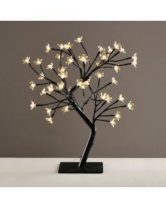 "TREE WITH FLOWERS OF SILICONE"  36LED ΛΑΜΠΑΚ ΜΕ ΑΝΤΑΠΤΟΡΑ(24V DC)ΘΕΡΜΟ ΛΕΥΚΟ IP20 45cm 3m ΜΑΥΡΟ  ACA X1036141