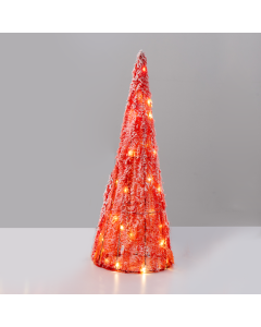 "RED TINSEL CONE TREE" 30 MINI WW LED ΛΑΜΠ. ΜΠΑΤ. 3ΧΑΑ,IP20 Φ20.5X60cm ACA X113011332