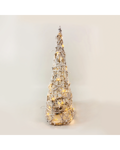 "RATTAN CONE TREE WITH SNOW" 40 MINI WW LED ΛΑΜΠ. ΜΠΑΤ. 3ΧΑΑ,IP20 Φ20.5X60CM ACA X11401110