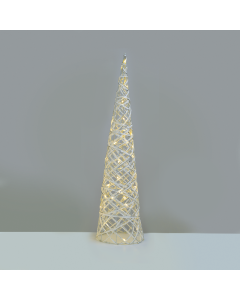 "WHITE & SILVER CONE TREE" 40 MINI WW LED ΛΑΜΠ. ΜΠΑΤ. 3ΧΑΑ,IP20 Φ20.5X80CM ACA X11401118