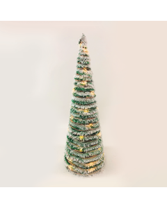 "GREEN RATTAN CONE TREE WITH SNOW" 40 MINI WW LED ΛΑΜΠ. ΜΠΑΤ. 3ΧΑΑ,IP20 Φ20.5X60CM ACA X1140119