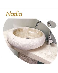 Νιπτήρας Πέτρινος Επιτραπέζιος Μπεζ Bati Nadia Stone Ø45*13cm