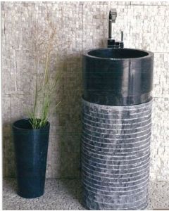 Νιπτήρας Πέτρινος  Ø40*90cm Tube Nero Glossy Bati Stone  