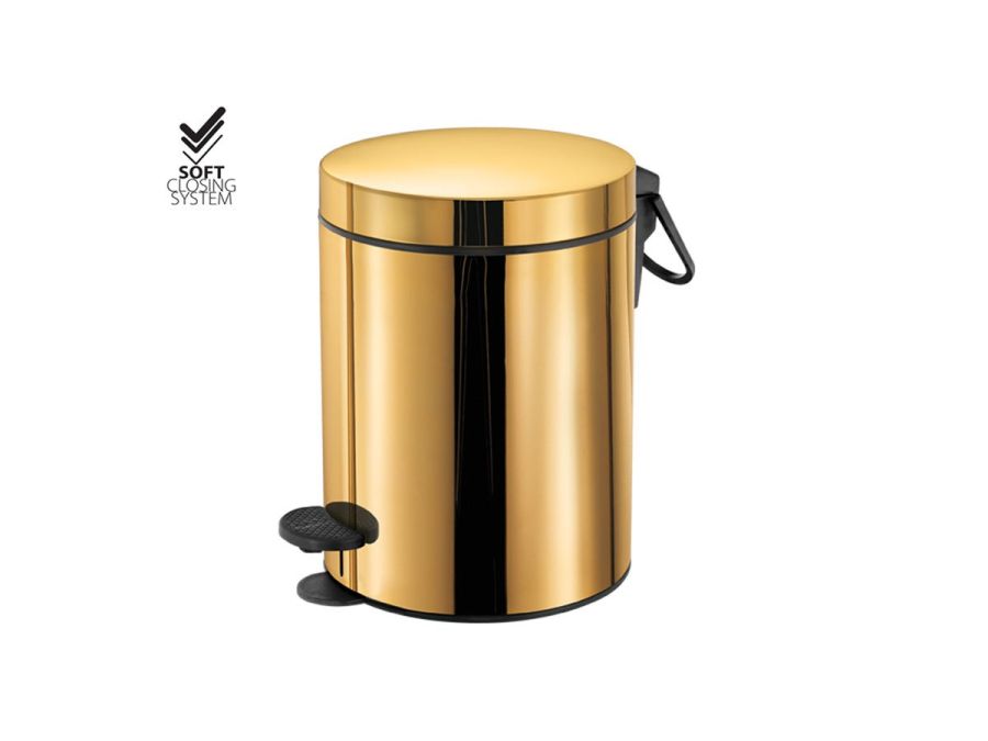 Χαρτοδοχείο 5lt  Χρώμα Gold 24K Soft Closιng Sanco Waste Bins 90680-A05