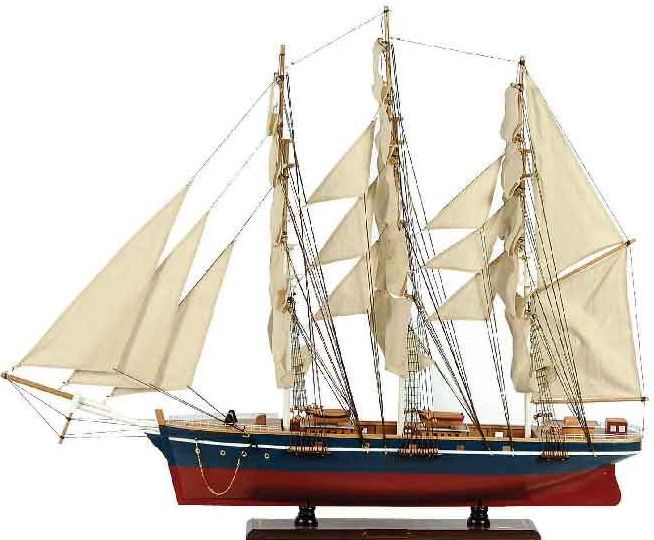 Ξύλινο Καράβι Ιστιοφόρο Cutty Sark 150x23xH124cm Χρώμα Μπλε-Κόκκινο 31121