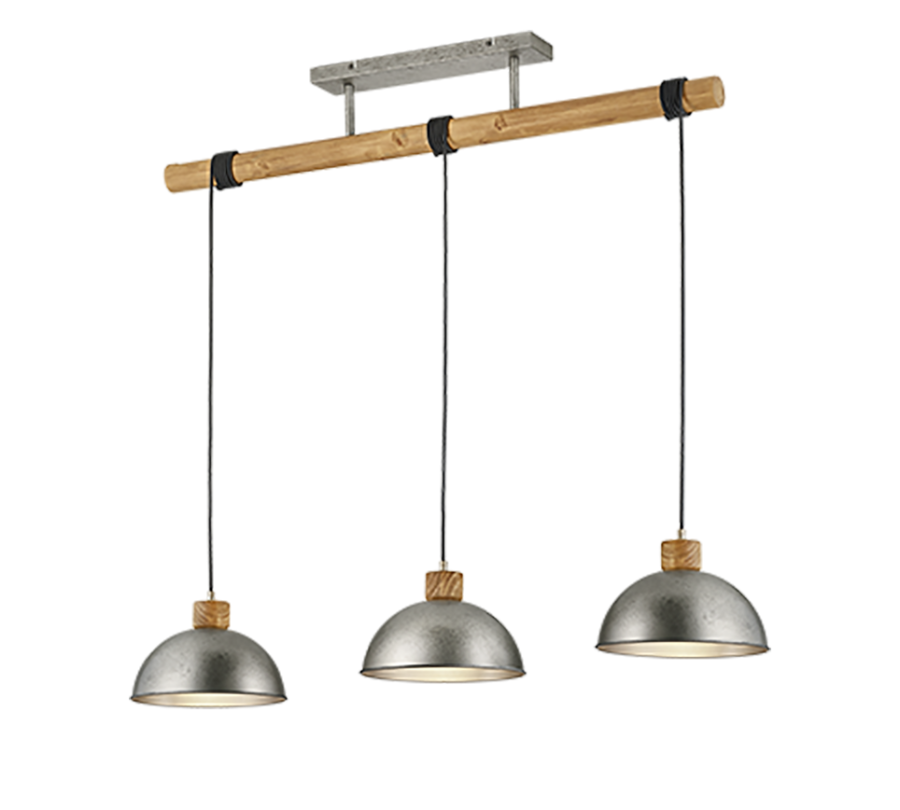 Κρεμαστό Φωτιστικό Τρίφωτο Ράγα 107xH215cm 3xE27 Nickel Antique Trio Lighting Delhi 303400367