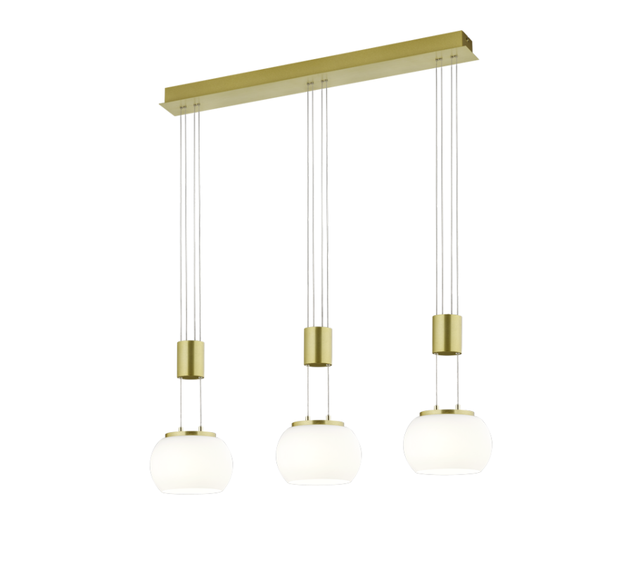 Κρεμαστό Φωτιστικό Brass Mat 82xH150cm LED 3x8w 3x900lm 3000K Switch Dimmer Trio Lighting Madison 342010308