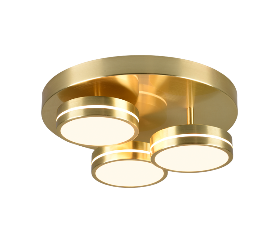 Πλαφονιέρα Οροφής Ø35cm Μέταλλο Brass Matt LED 3x8,5w 3000K 3x1000lm Trio Lighting Franklin 626510308