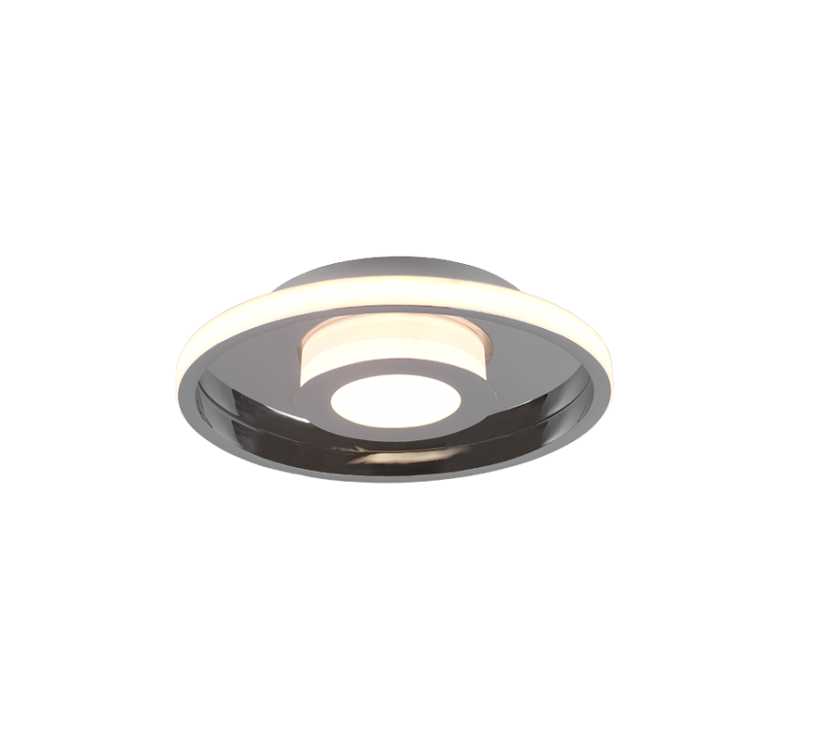 Πλαφονιέρα Οροφής IP44 Χρωμέ 30xH6cm Led 28w 3000K 3200lm Switch Dimmer Trio Lighting Ascari 680810306