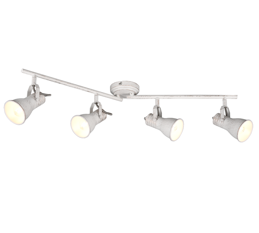 Σποτ Τετράφωτο 77xH17cm Λευκό Αντικέ 4xE14 Trio Lighting Steam 813400427