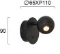 Απλίκα με Διακόπτη Led 3,3w 3000K 207lm D90xØ65xP110mm Black Sebastian Viokef 4270800