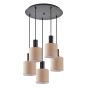 SE21-BL-4-5BL-SH3 ADEPT TUBE Black Pendant Brown Fabric Shade+ HOMELIGHTING 77-8524